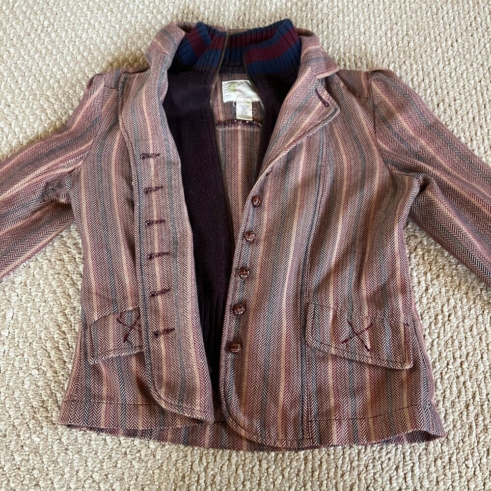 Vintage Urban Outfitters Tweed Jacket Cotton Blend Medium Zipper